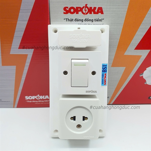 Bảng Điện 1 Công Tắc 1 Lỗ Cắm Có Cầu Chì BS1 SOPOKA
