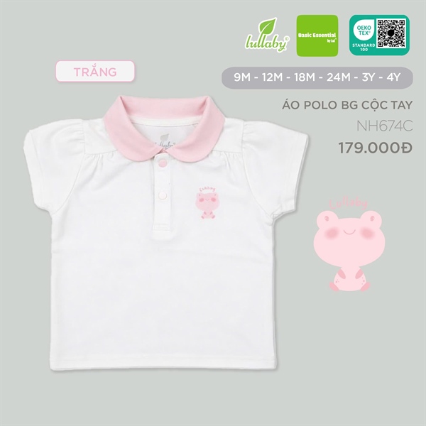 NH674C - 9M/4Y Polo BG cộc tay Trắng