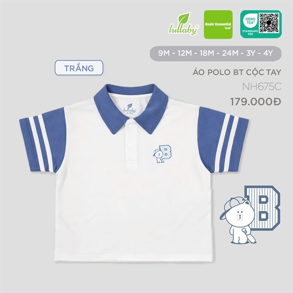NH675C - 9M/4Y Polo BT cộc tay Trắng