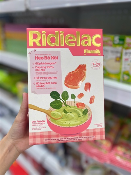 Bột ăn dặm Ridielac 7M+ 200g Heo bó xôi