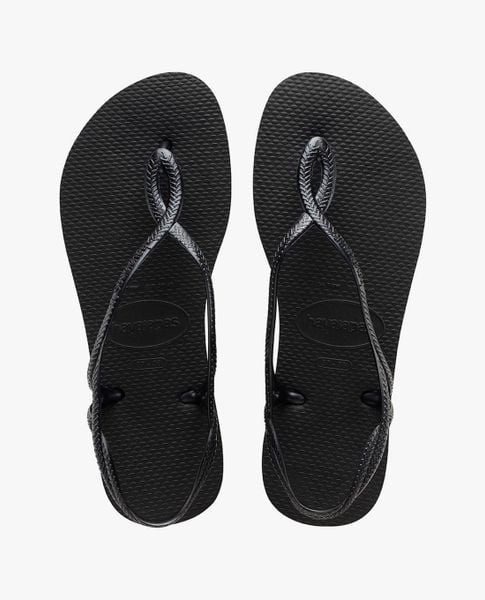 Sandal tròn đen trơn