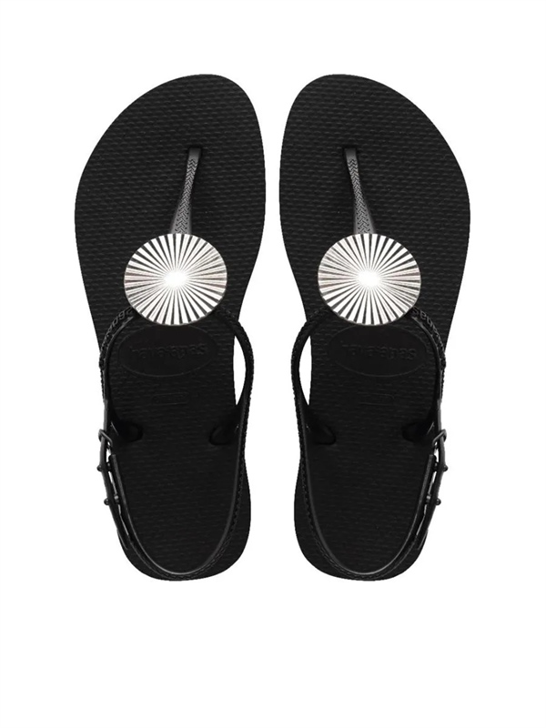 Sandal tròn đen cham