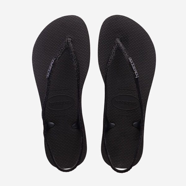 Sandal tròn đen chữ V viền