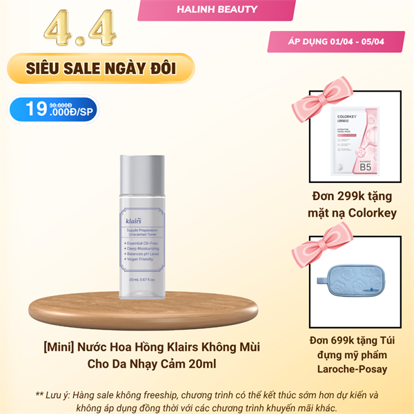 [Mini] Nước hoa hồng Klairs Supple Preparation Toner không mùi [SALE 04.04]