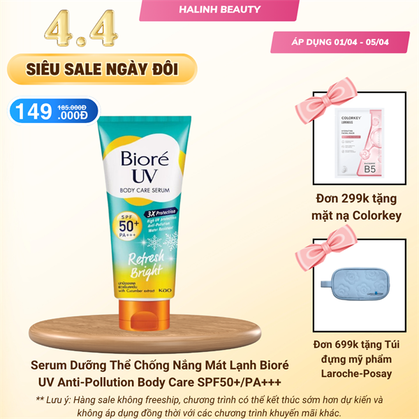 [BIORE] Serum dưỡng thể Biore UV mát lạnh refresh bright 150ml [SALE 04.04]