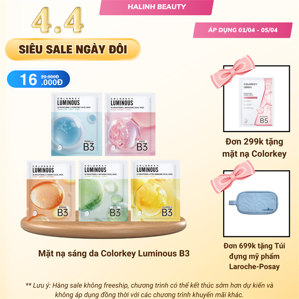 [COLORKEY] Mặt nạ Colorkey dưỡng ẩm và sáng da B3 (1 miếng) [SALE 04.04]