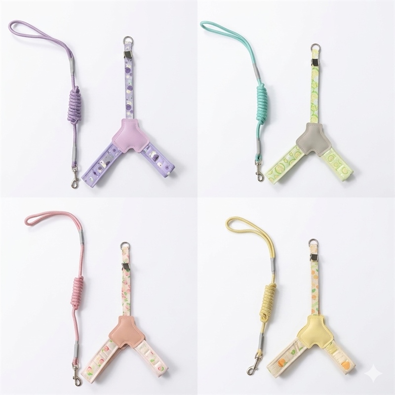 LE - Dây dắt tròn kèm yếm bản to họa tiết hoa quả 1.0cm