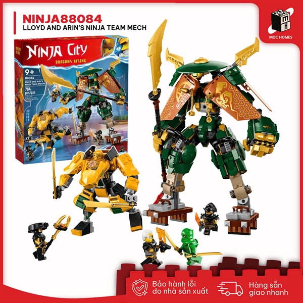 Đồ chơi lắp ráp Ninja go Dragon Rising Team Mech kết hợp của Lloyd và Arin 88084 71794