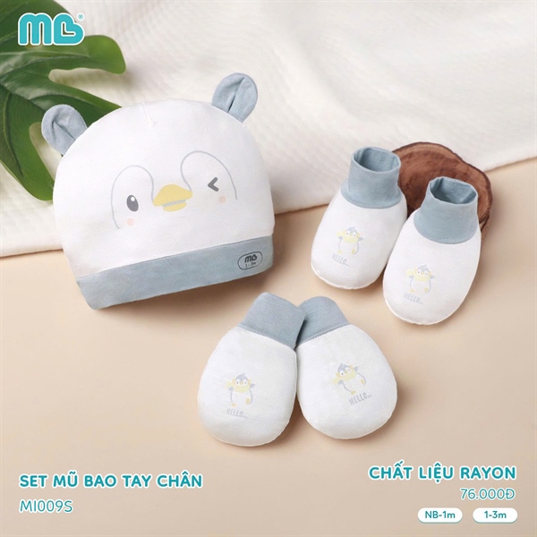 MI009 - NB/3M Set mũ bao tay bao chân Rayon