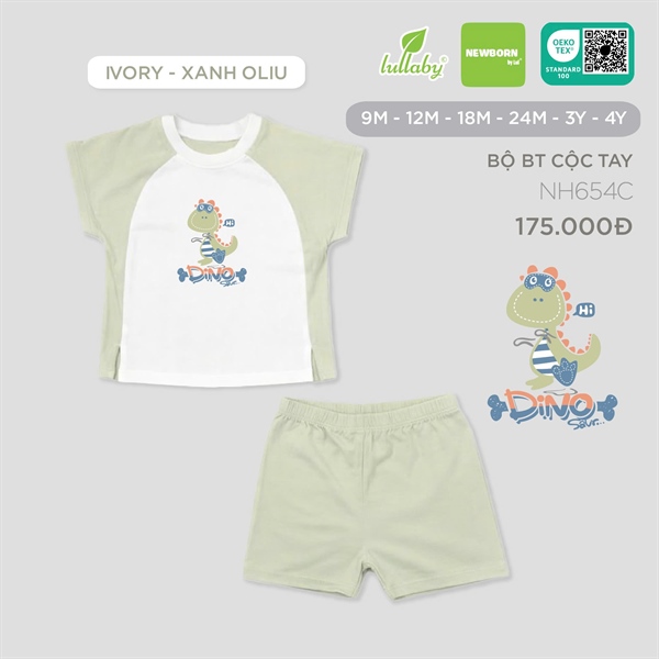 NH654C - 9M/4Y Bộ BT cộc tay Ivory Xanh oliu