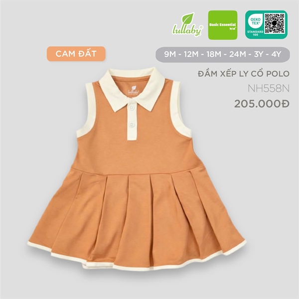 NH558N - 9M/4Y Đầm xếp ly Cam