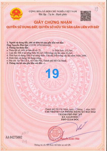 AC-CĐ-ĐB0063 - Thửa đất 649- Tờ bản đồ 72 Châu Pha - TP.HCM