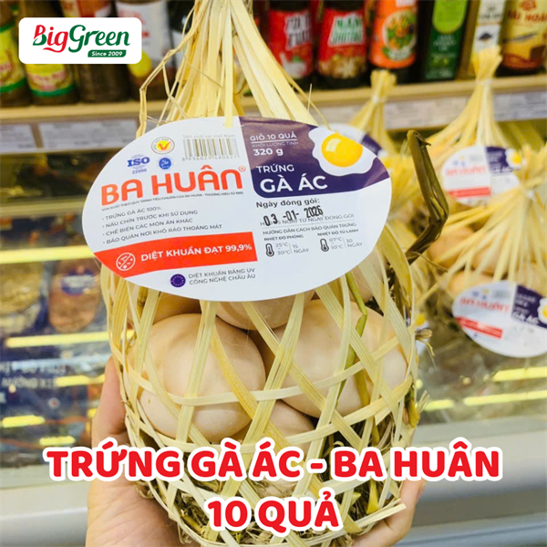 Trứng Gà Ác- Ba Huân 10 Quả (Giỏ)