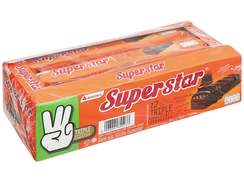 Bánh xốp Sôcôla Superstar - Box 12 x 150G (12x12.5G)(Normal)