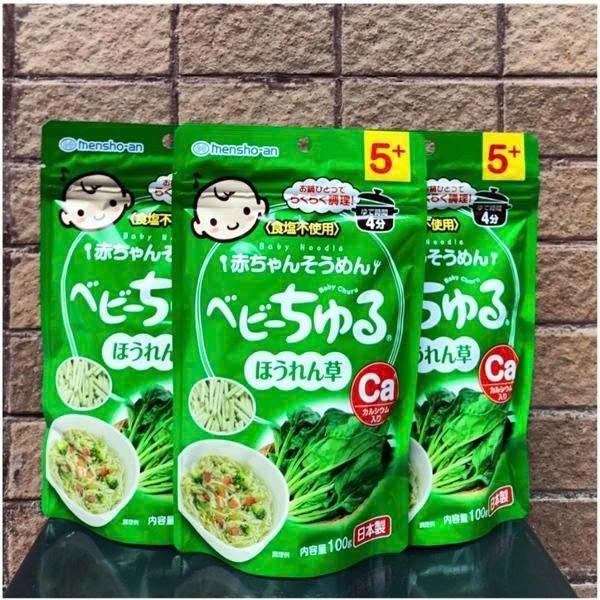 Mì somen tách muối Baby Churu Meiwa vị cải bó xôi 5M+ 100g