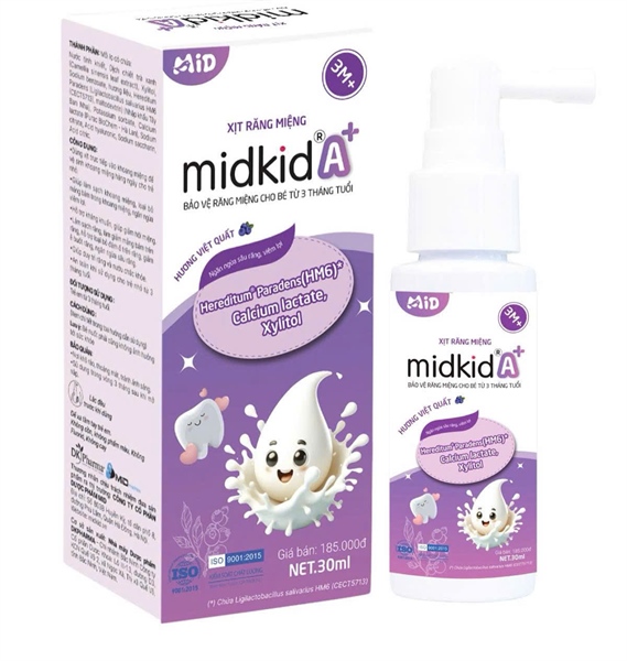 Xịt chống sâu răng Midkid A+ Hương Việt Quất