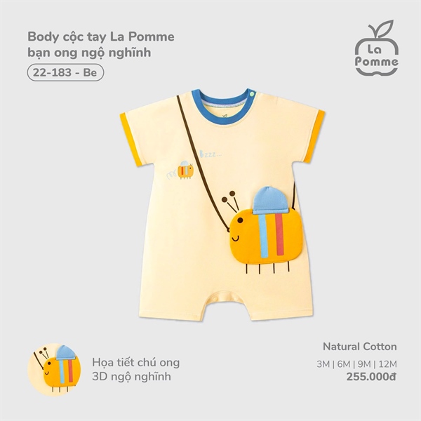 22183 - 9M/12M Body cộc tay La Pomme bạn ong ngộ nghĩnh Be