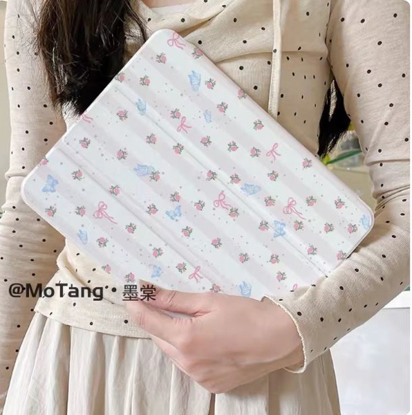 Case Ipad Hồng Hoa Bướm Xanh - 10.2INCH