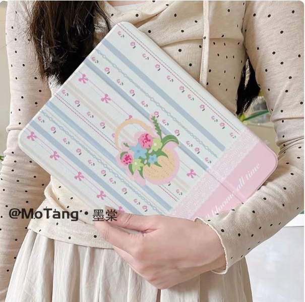 Case Ipad Sọc Giỏ Hoa Hồng - M4/M5