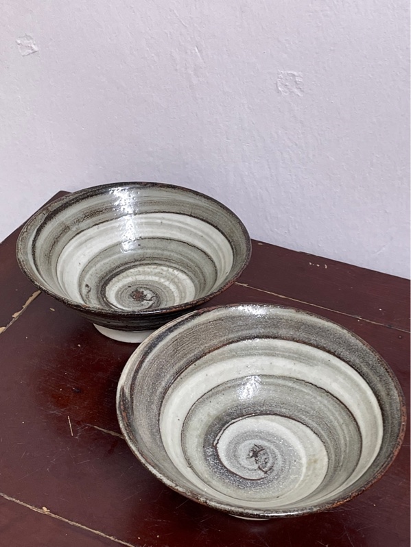 Bát tô dáng nón mộc xám đen xoáy size 19.5x8cm