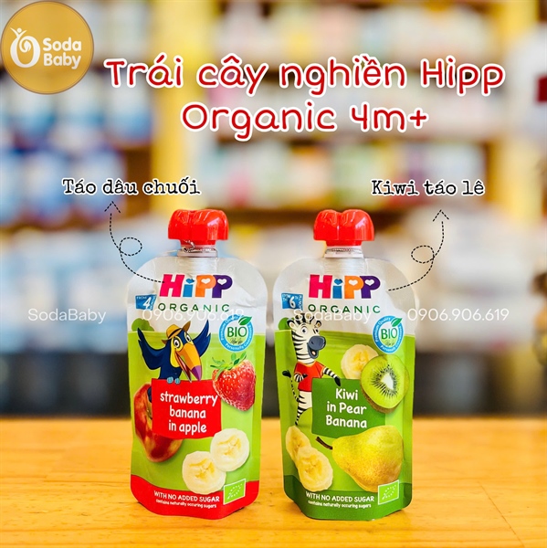 Trái cây nghiền Hipp Organic 4m+ - kiwi táo lê
