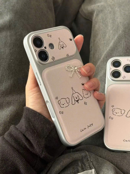 Case Hồng Cute Puppy Đính Nơ - 16PROMAX