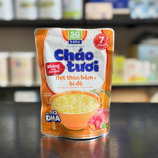 Cháo tươi thịt bằm bí đỏ SG food baby 7M+