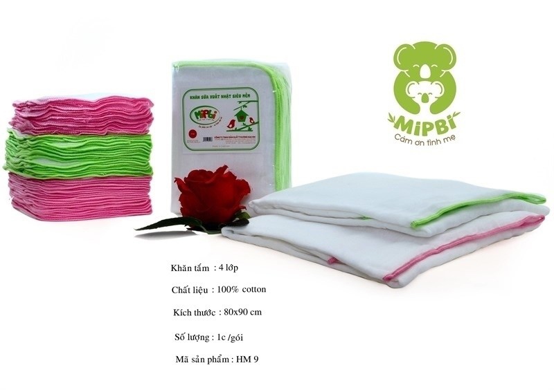 Khăn tắm Mippi in hình xuất Nhật 6 lớp