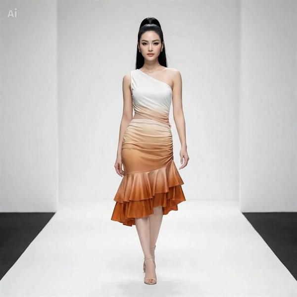 Váy Lệch Vai Khoét Eo Nữ