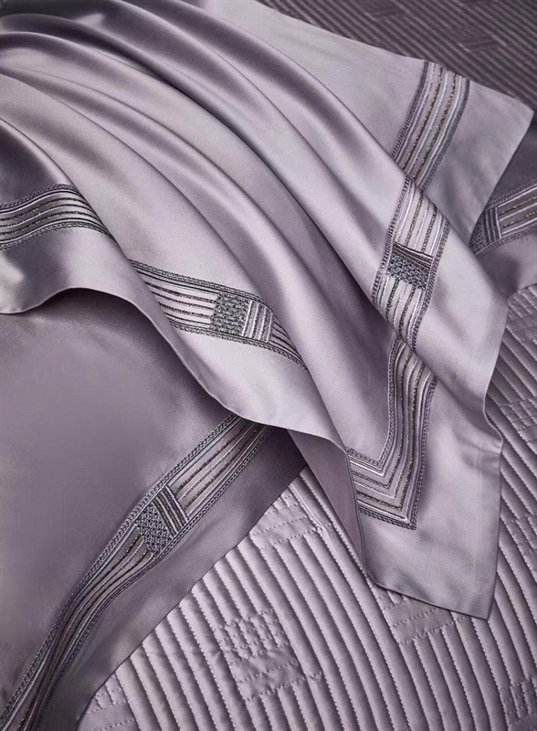 Bộ ga | 100% Supima Cotton 140s - viền thêu - UC29.02 - Màu tím