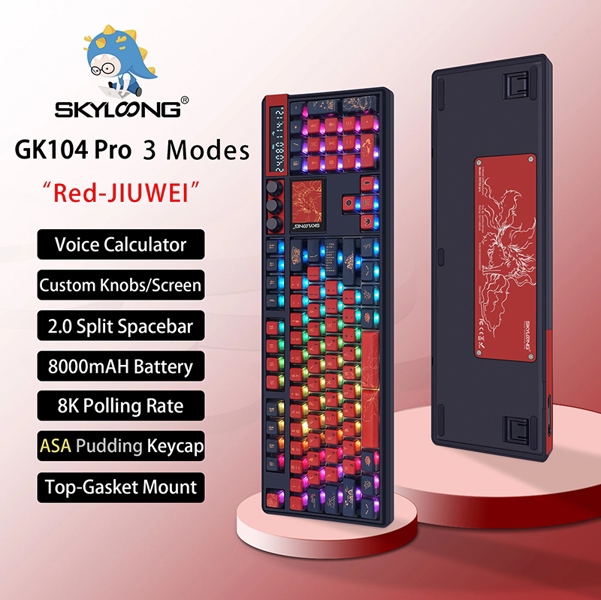 Bàn phím cơ SKYLOONG GK104 Pro Red-JIUWEI-ASA/ KTT Rose Pink Switch