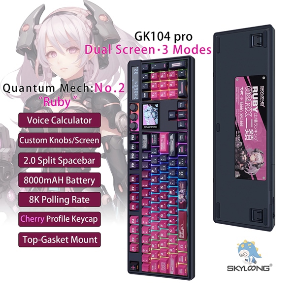 Bàn phím cơ SKYLOONG GK104 Pro Ruby KTT Rose Pink Switch