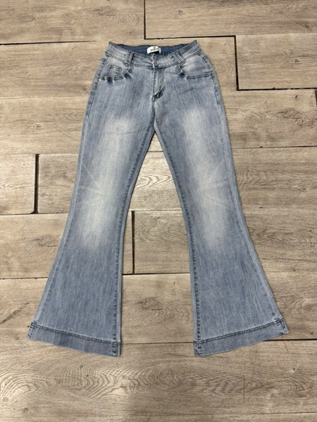 Quần Jeans Cạp Trễ TWENTI Co Giãn Ống Loe Thêu Túi - Xanh biển xám LOE - 0