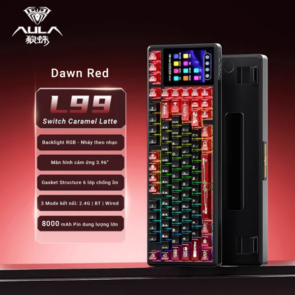 Bàn phím cơ Aula L99 Dawn Red - Switch Caramel Latte