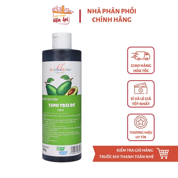 Màu Siro thực phẩm Xanh Trái Bơ Chai 600gr