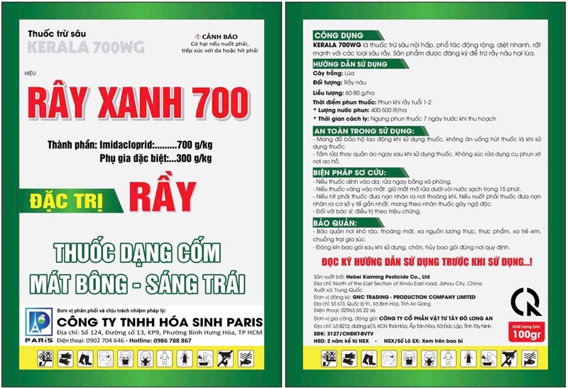 Rầy xanh 700 cốm gói 100gr