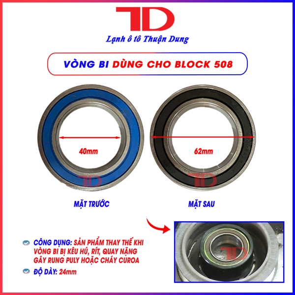 Vòng bi block dùng cho 508 - KT:40x62x24mm