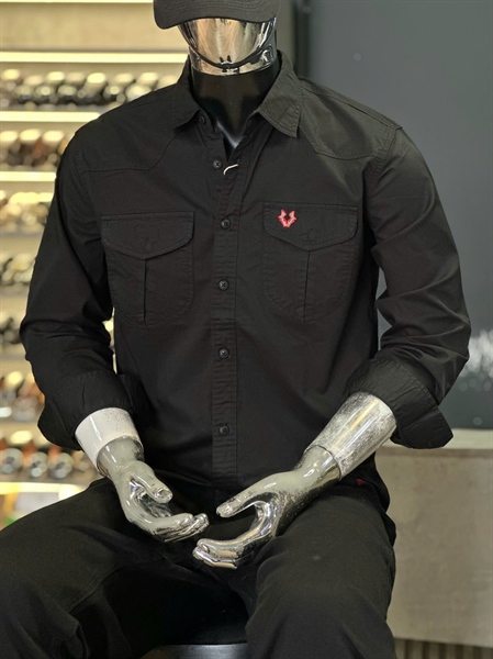 SM TD-QC- DSKN 2 búi bầu- thêu sói xám-ĐEN