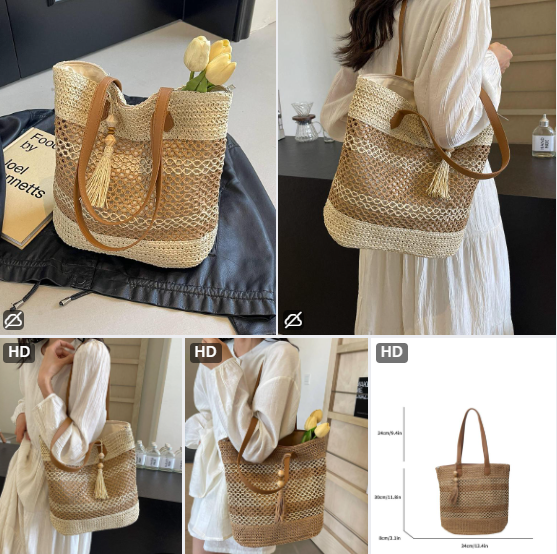 Túi cói đi biển dáng dài 126,6k/c (lố 2)