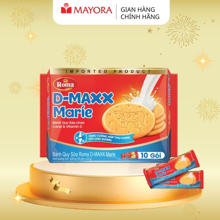 Bánh Quy Sữa Roma D-MAXX Marie - Pack 24 X 220G (10X22G) (Hàng KM không thu tiền)