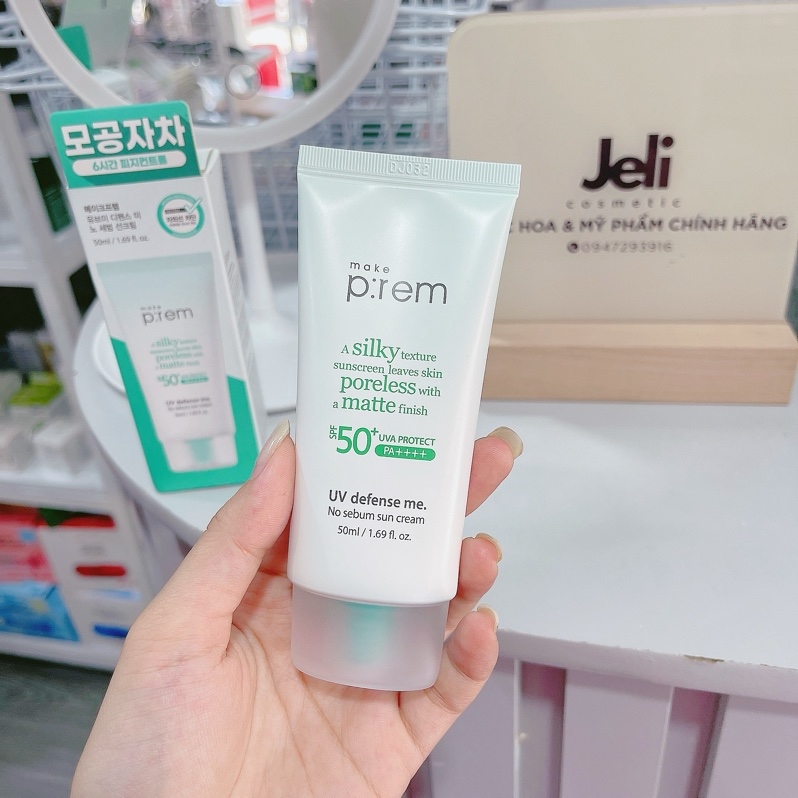(V) Kem Chống Nắng Make P:rem UV Defense Me.No Sebum Sun Cream SPF 50+ 50ml-Xanh Lá