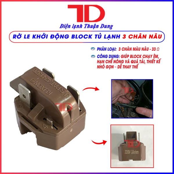 Rờ Le Khởi Động Block Tủ Lạnh 3 chân - Bán dẫn nâu 3 chân loại 33 Ω