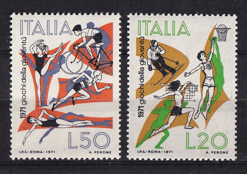 Bộ 2 Tem Bưu Chính Ý | Italia - Giochi della Gioventù (Youth Games) 1971 (2) | Mint
