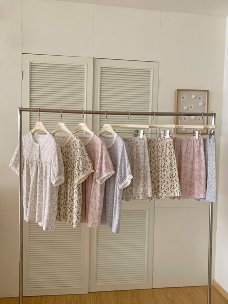 Bộ mặc nhà hè DSTUDIO hoa ren