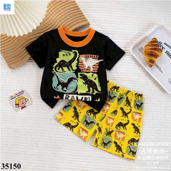 35150-Bộ thun TN Tianshi Khủng long đen