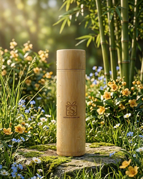 Bình tre giữ nhiệt nguyên khối