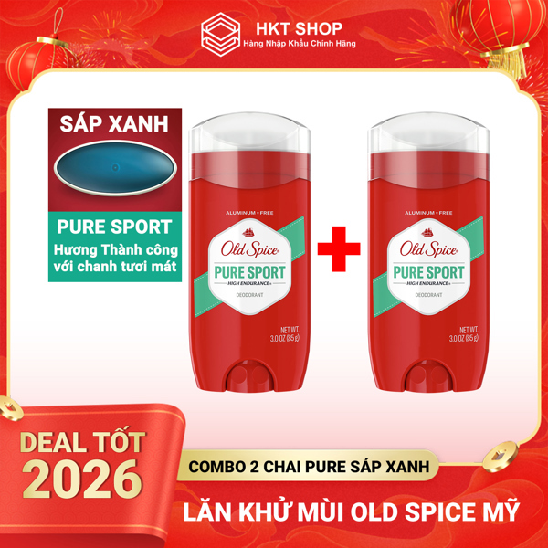 Combo 2 chai sáp lăn khử mùi old spice pure sport sáp xanh 85gx2