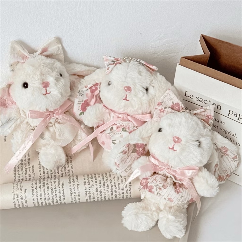 Gấu bông con thỏ tai dài nơ hồng