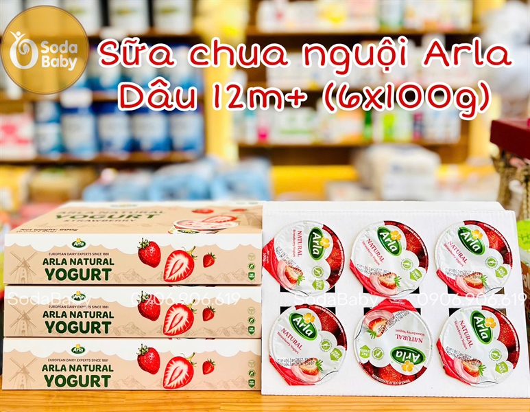 Sữa chua nguội Arla 12m+ 100gx6 - Dâu