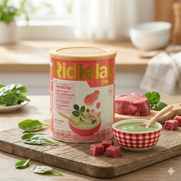 Bột ăn dặm Ridielac Gold heo bó xôi 350g (7-24m) 423151)